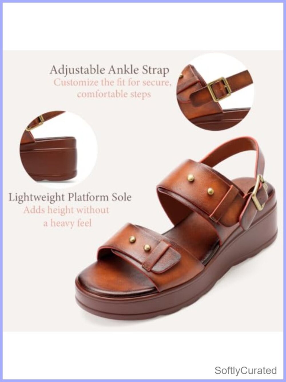 Women's Platform Wedge Sandals Open Toe Ankle Strap Comfortable Summer Shoes - Picture 3 of 6